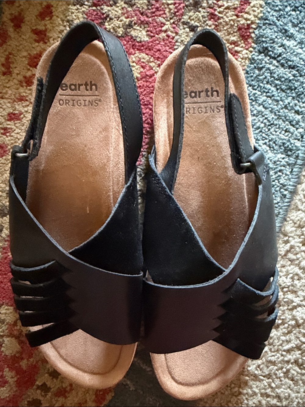 Earth Origins Black Slingback Crossover Sandals